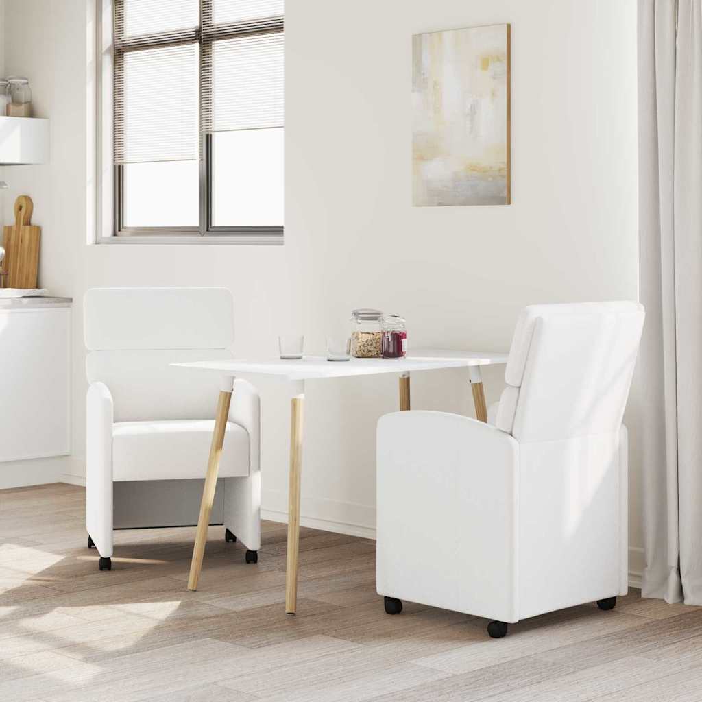 Chaises de Salle à Manger avec Roues avec des roues 2 pcs Blanc - XIOS