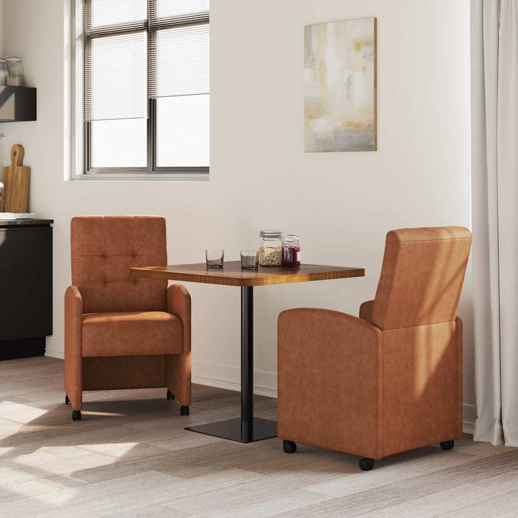 Chaises de Salle à Manger avec Roues 2 pcs Marron Simili cuir - XIOS