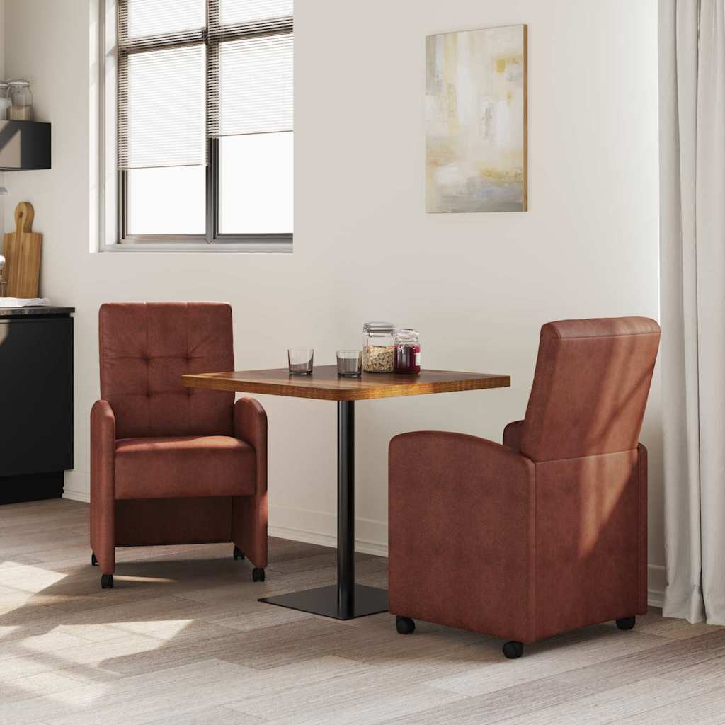 Chaises de Salle à Manger avec Roues 2 pc Simili cuir