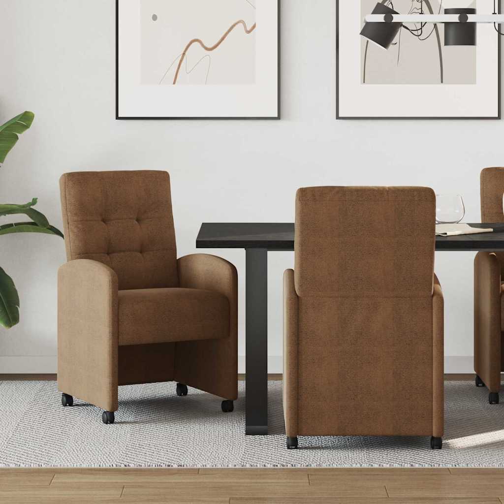 Chaises de Salle à Manger avec Roues 2 pcs Marron - XIOS