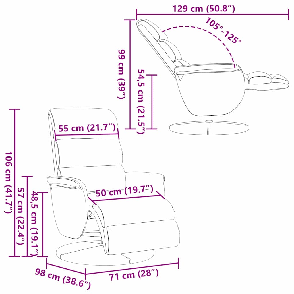 Fauteuil inclinable Blanc 71 x 98 x 106 cm Faux cuir - XIOS