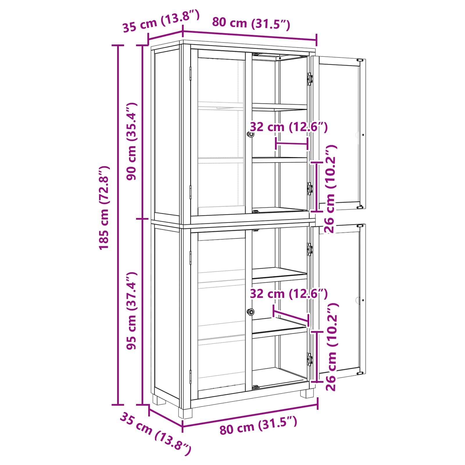 Ensemble de meubles de rangement 2 pc Naturel 80 x 35 x 185 cm - XIOS