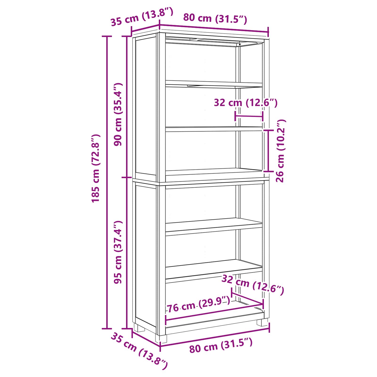 Ensemble de meubles de rangement 2 pc Naturel 80 x 35 x 185 cm - XIOS