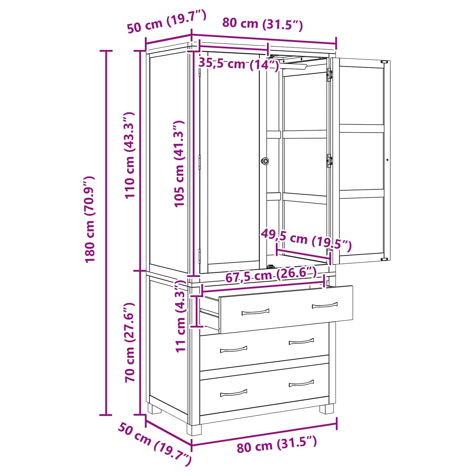 Ensemble de meubles de rangement avec tiroir 2 pc Marron - XIOS