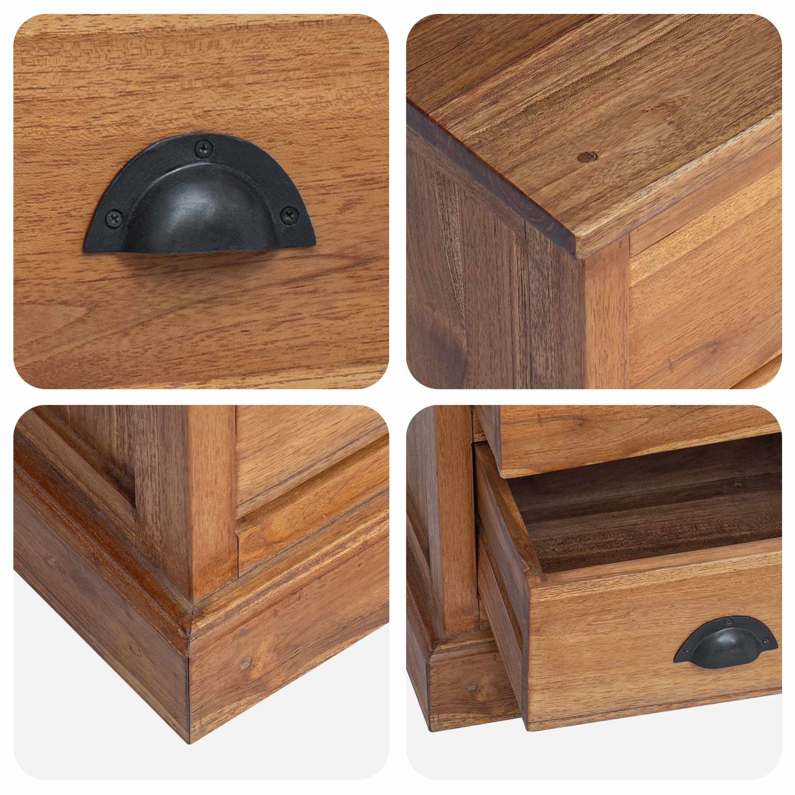 Table de chevet Naturel 40 x 30 x 50 cm Bois de teck massif - XIOS