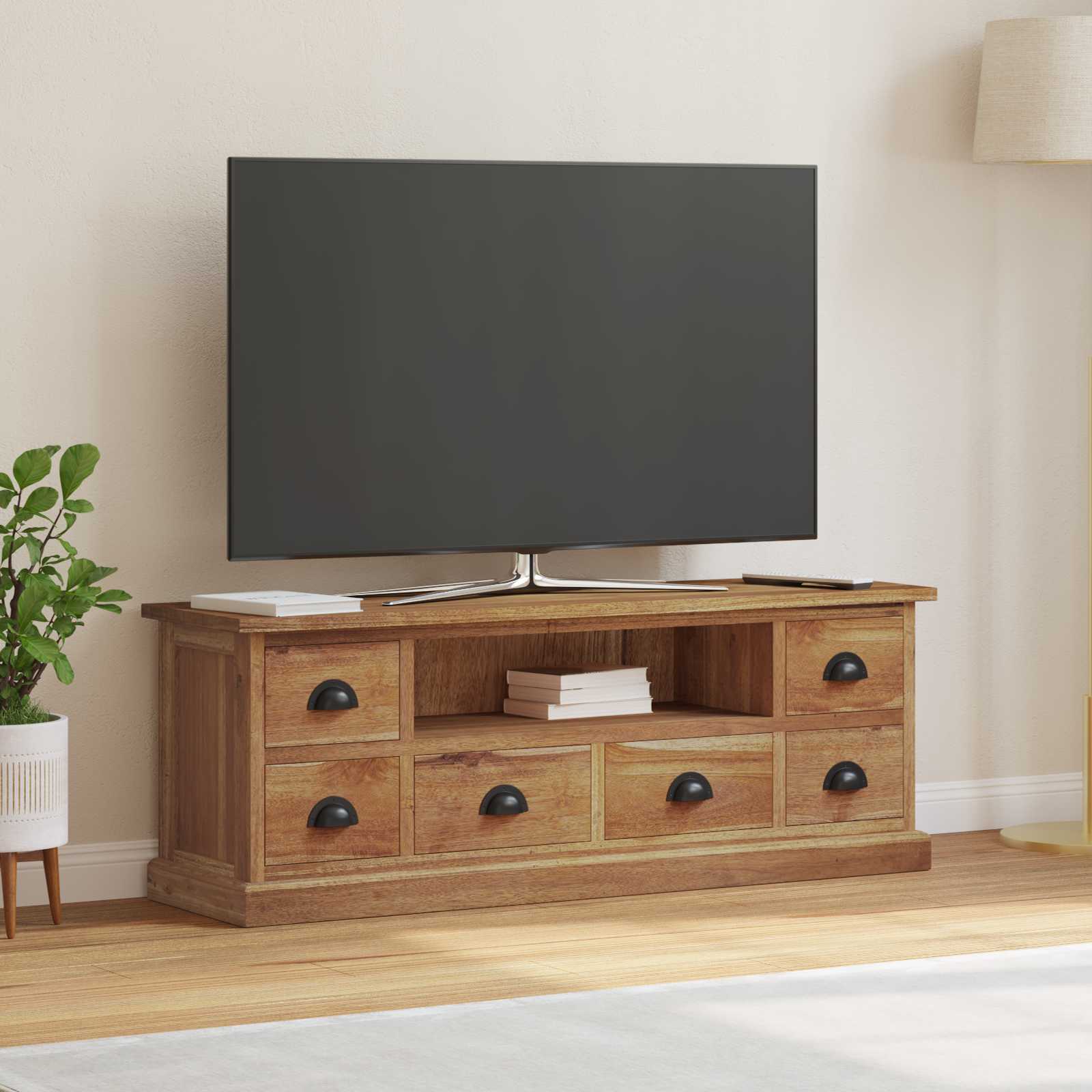 Meuble TV Naturel 110 x 30 x 40 cm Bois de teck massif - XIOS