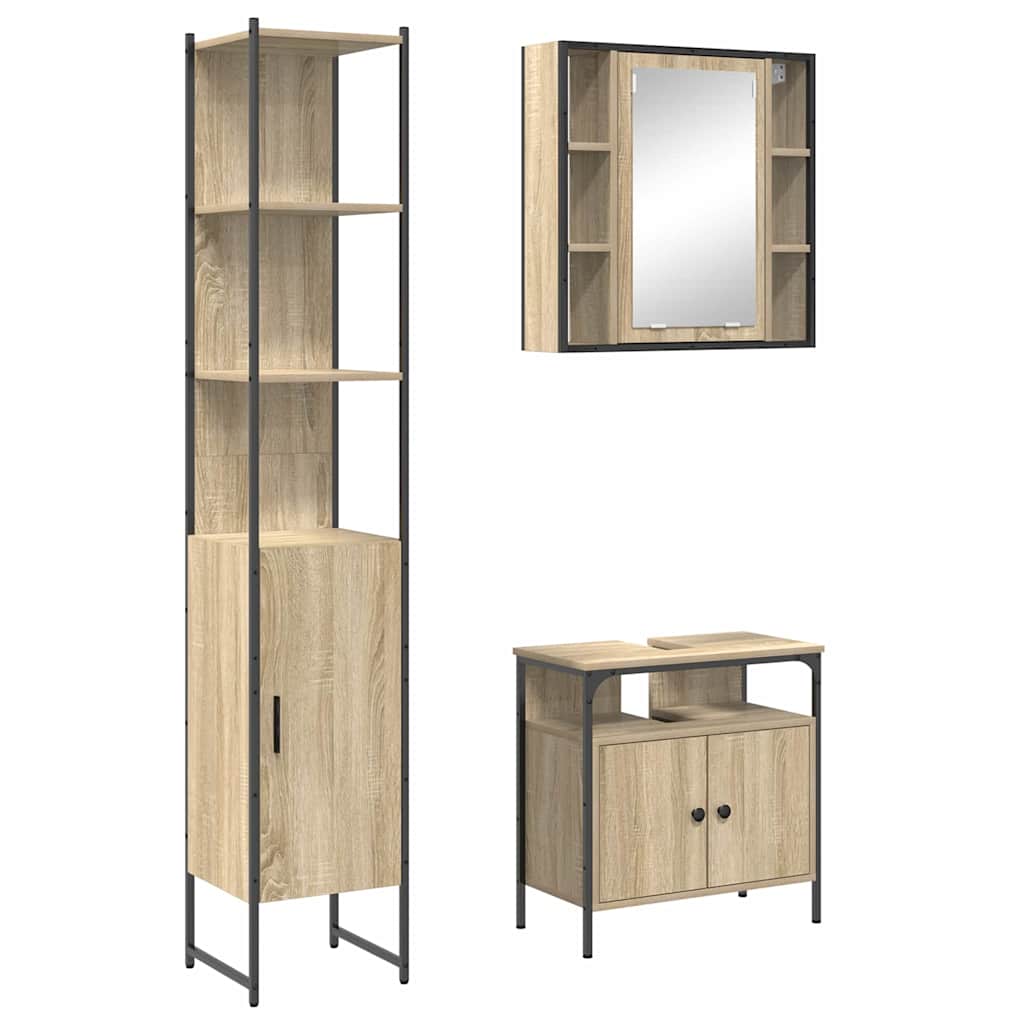 Ensemble de mobilier de salle de bain 3 pc Chêne Sonoma