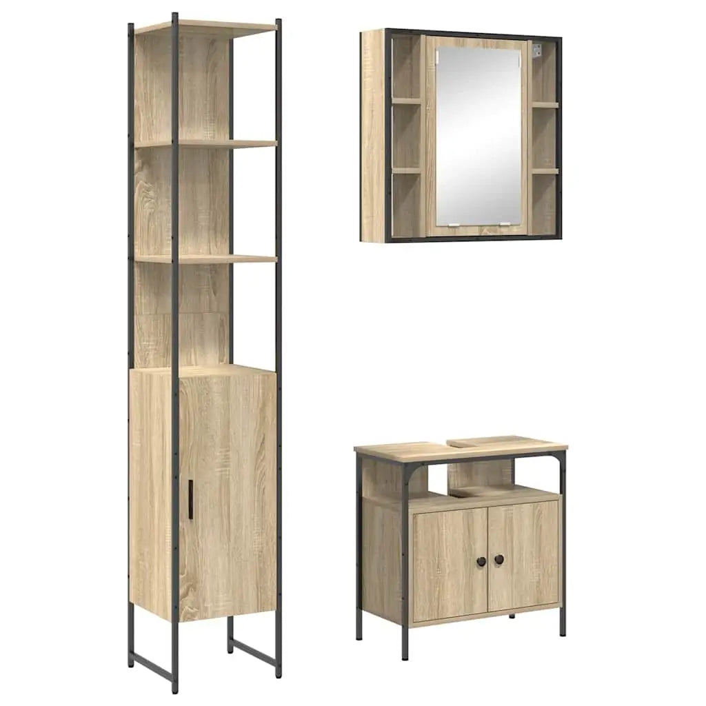 Ensemble de mobilier de salle de bain 3 pc Chêne Sonoma - XIOS