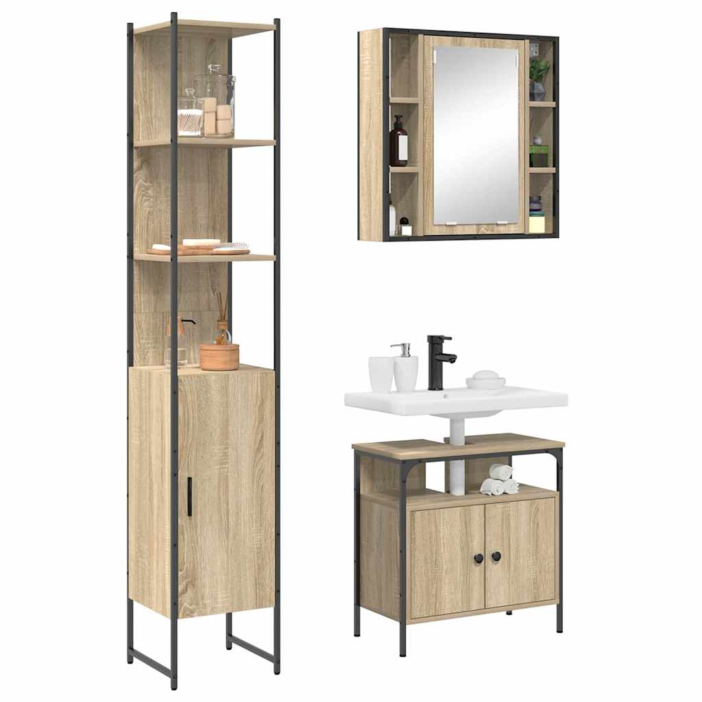 Ensemble de mobilier de salle de bain 3 pc Chêne Sonoma