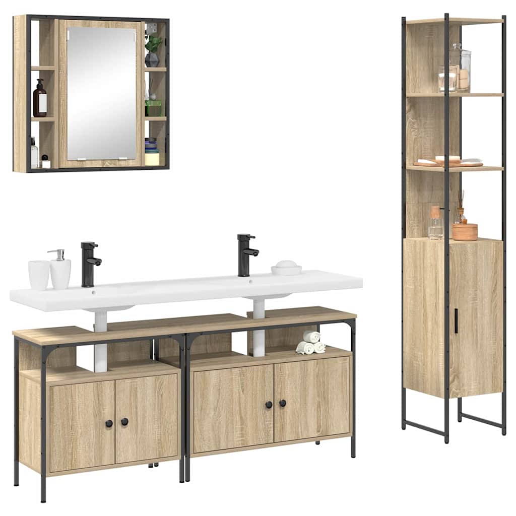 Ensemble de mobilier de salle de bain 4 pc Chêne Sonoma