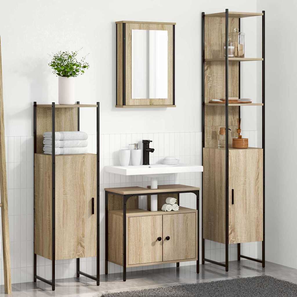 Ensemble de mobilier de salle de bain 4 pc Chêne Sonoma