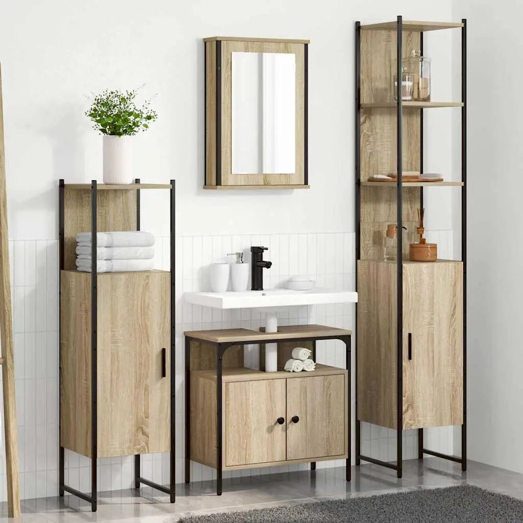 Ensemble de mobilier de salle de bain 4 pc Chêne Sonoma - XIOS