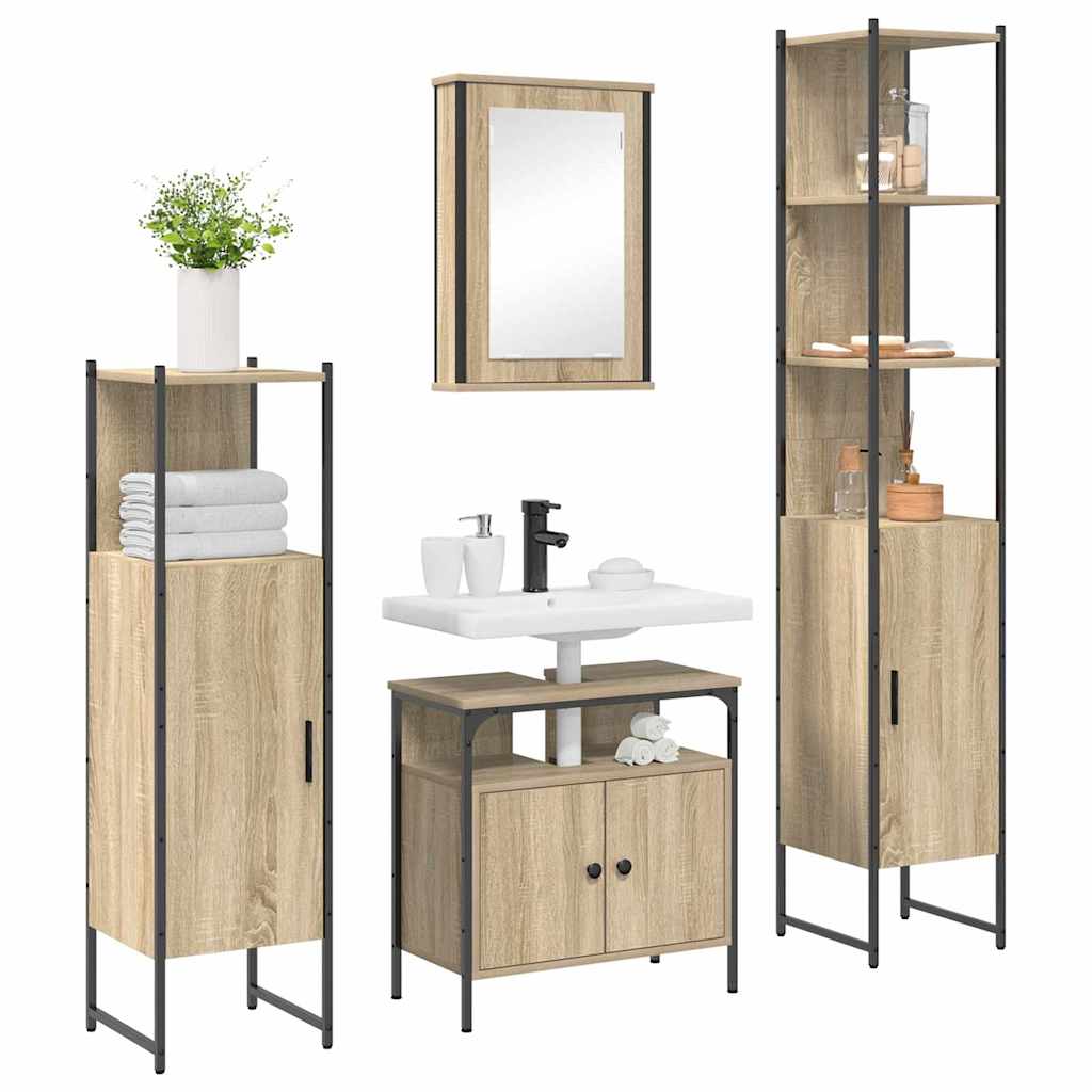 Ensemble de mobilier de salle de bain 4 pc Chêne Sonoma