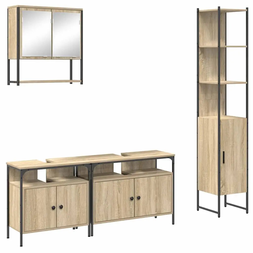 Ensemble de mobilier de salle de bain 4 pièces Chêne Sonoma - XIOS