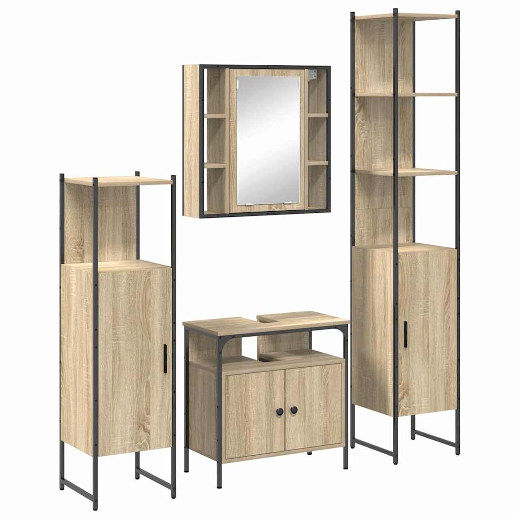 Ensemble de mobilier de salle de bain 4 pc Chêne Sonoma