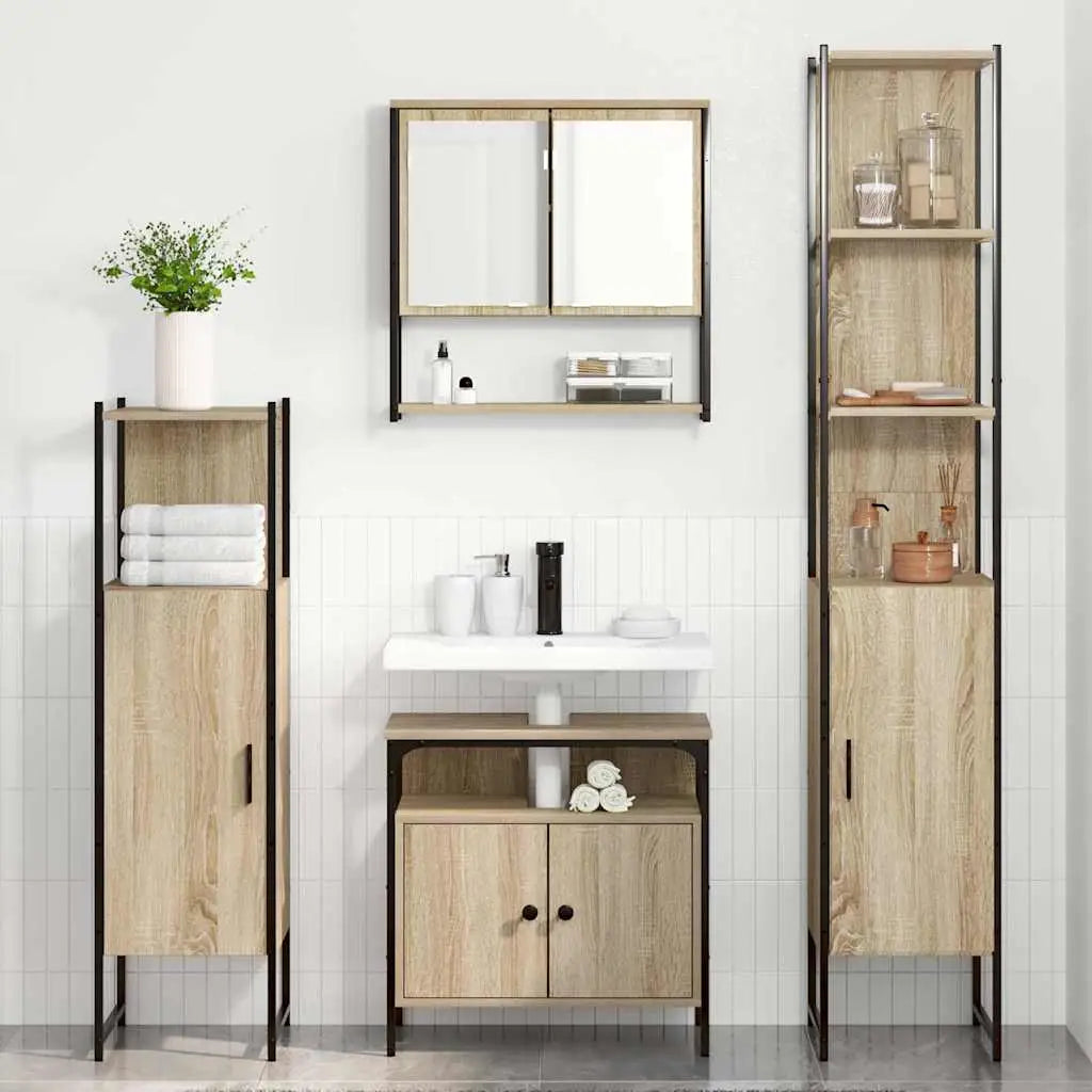 Ensemble de mobilier de salle de bain 4 pc Chêne Sonoma - XIOS