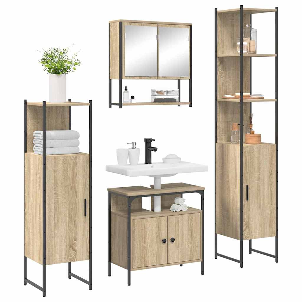Ensemble de mobilier de salle de bain 4 pc Chêne Sonoma