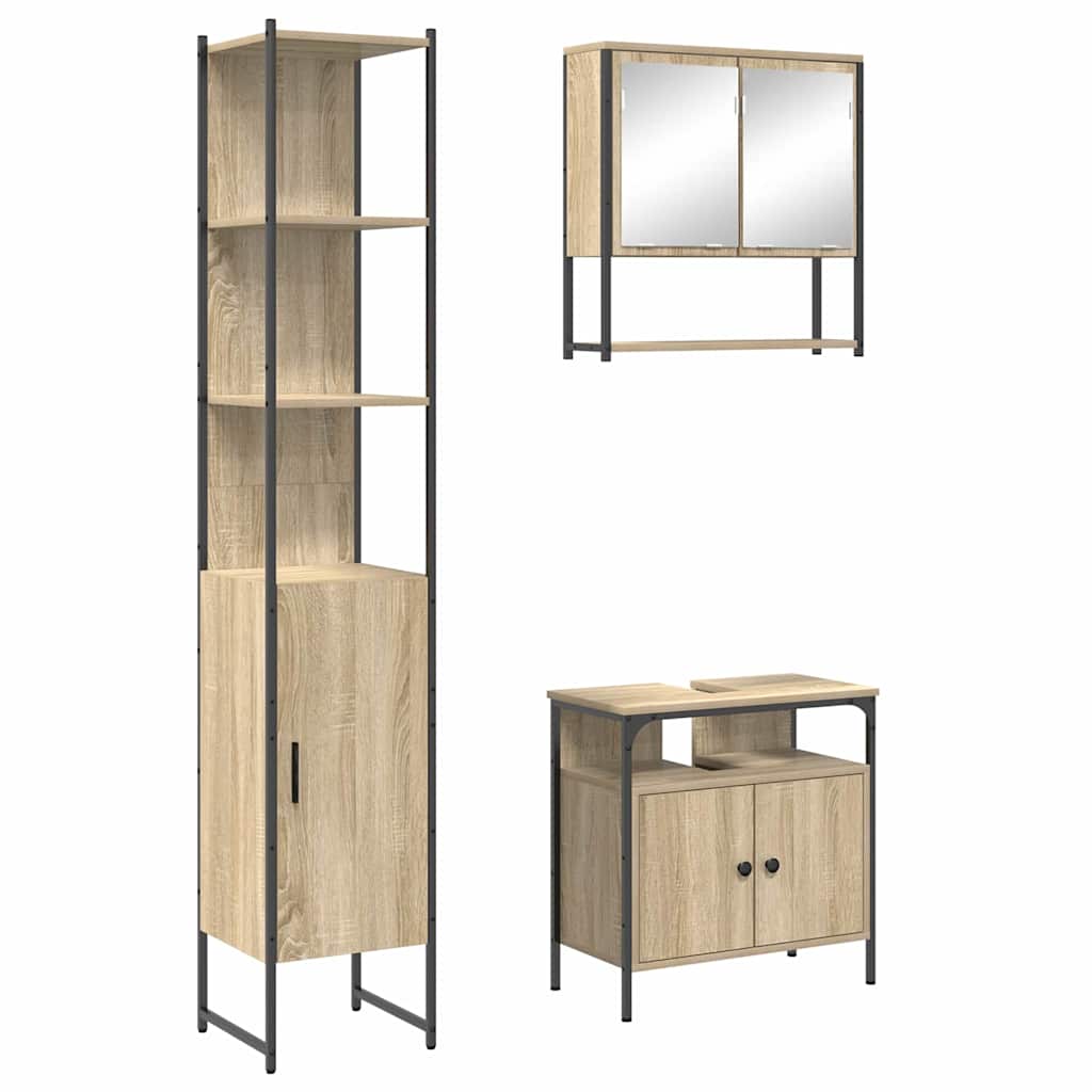 Ensemble de mobilier de salle de bain 3 pc Chêne Sonoma
