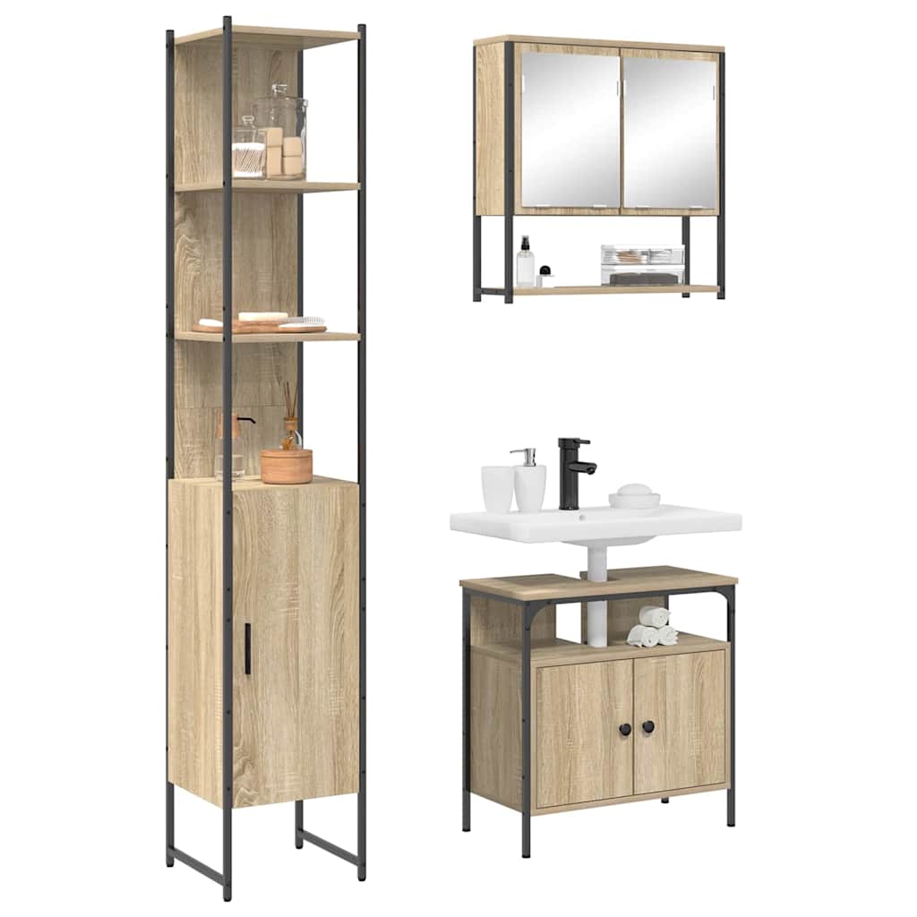 Ensemble de mobilier de salle de bain 3 pc Chêne Sonoma
