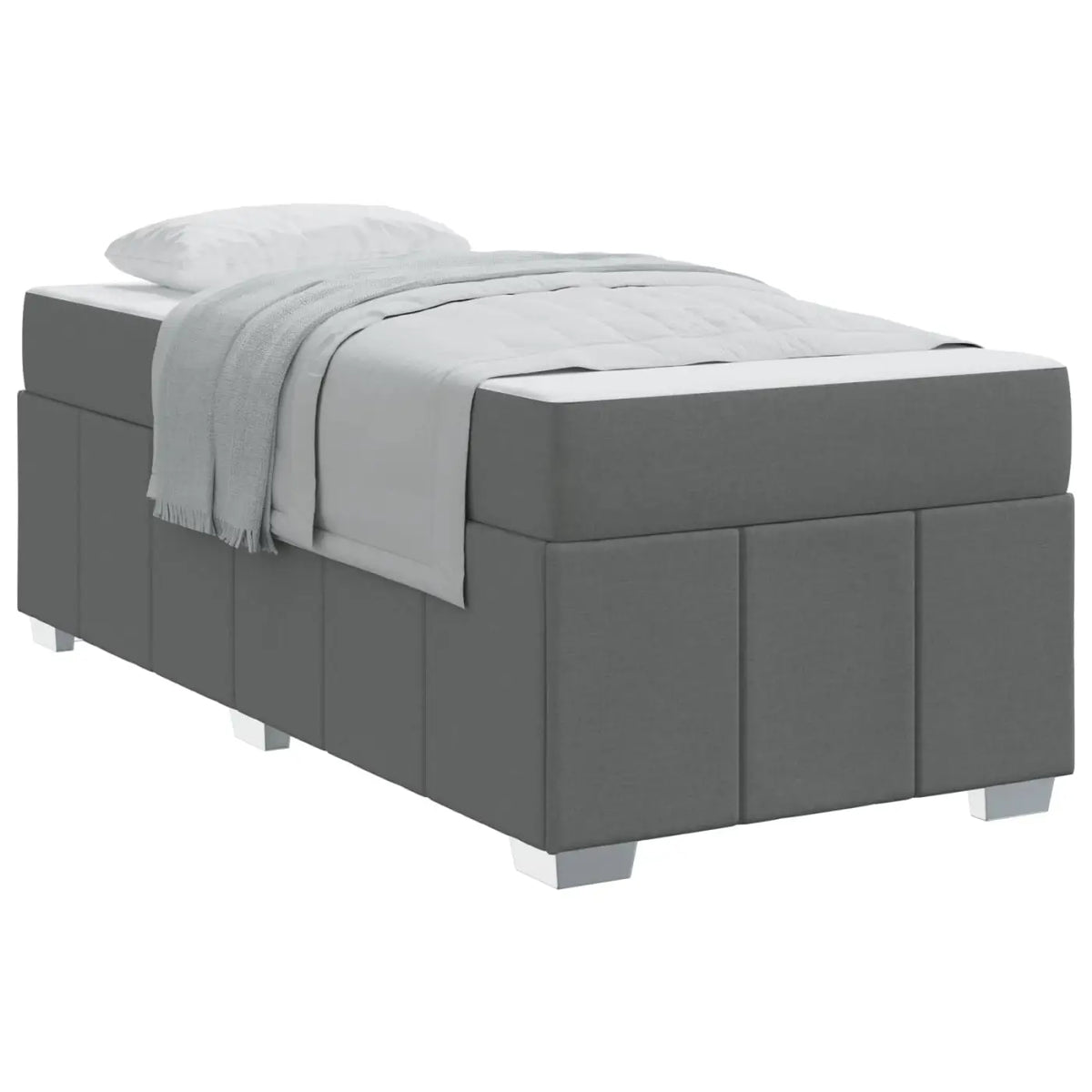 Cadre de lit avec matelas Gris foncé 100 x 200 cm tissu - XIOS