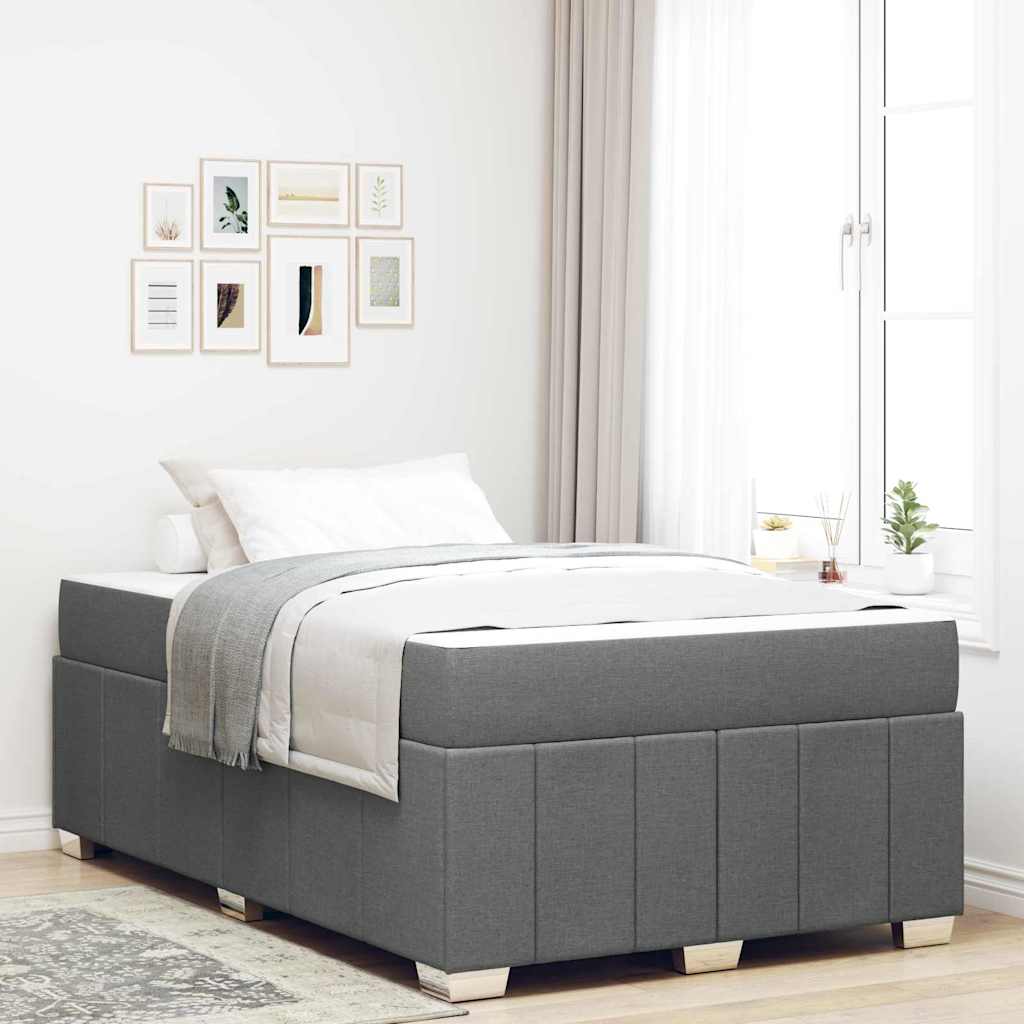 Cadre de lit avec matelas Gris foncé 120 x 200 cm tissu - XIOS