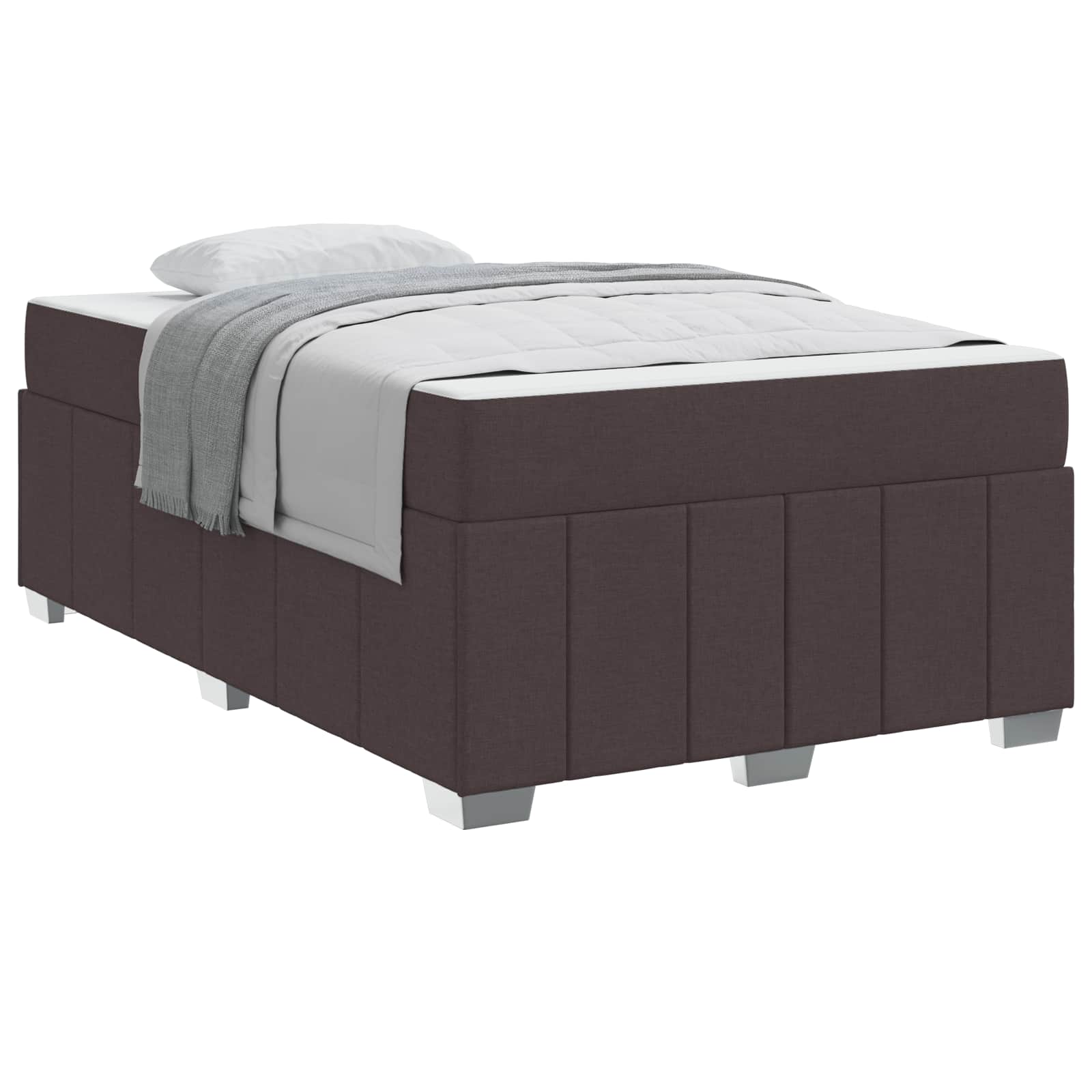 Cadre de lit avec matelas Marron foncé 120 x 200 cm tissu