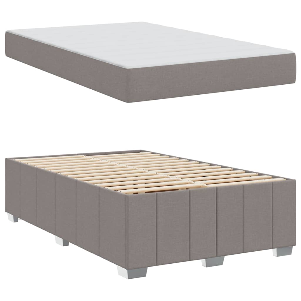 Cadre de lit avec matelas Taupe 120 x 200 cm tissu