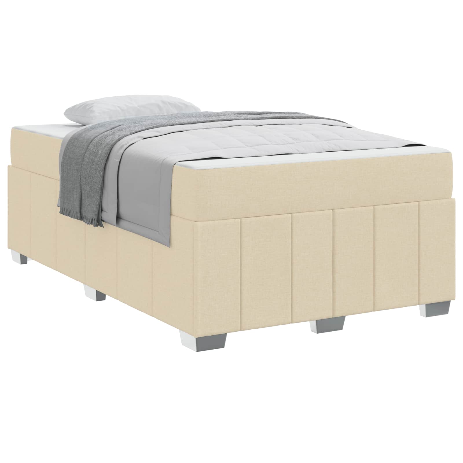 Cadre de lit avec matelas Crème 120 x 200 cm tissu
