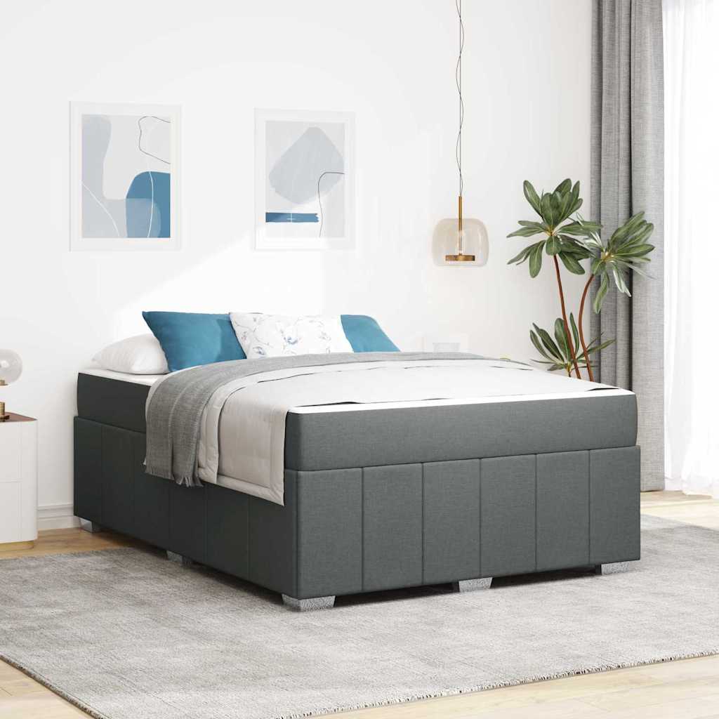Cadre de lit avec matelas Gris foncé 140 x 200 cm tissu - XIOS