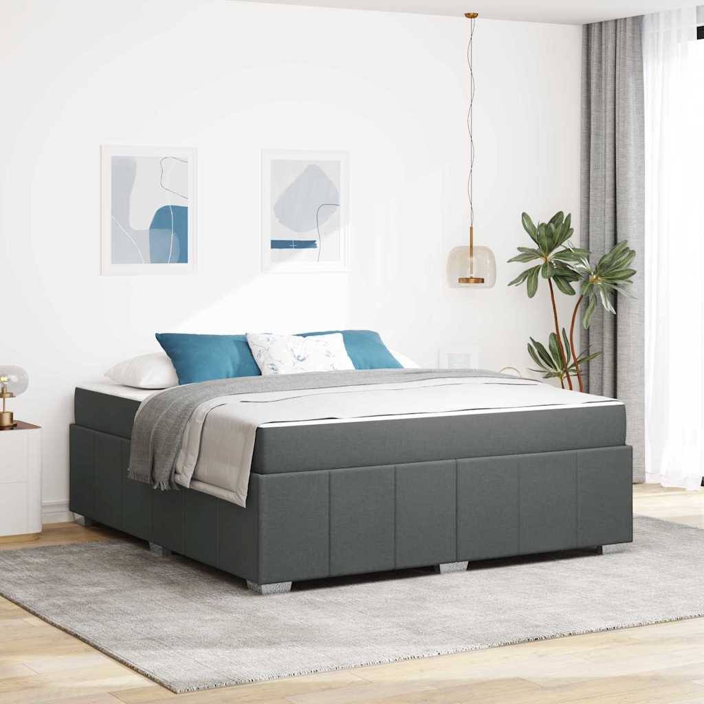 Cadre de lit avec matelas Gris foncé 180 x 200 cm tissu - XIOS