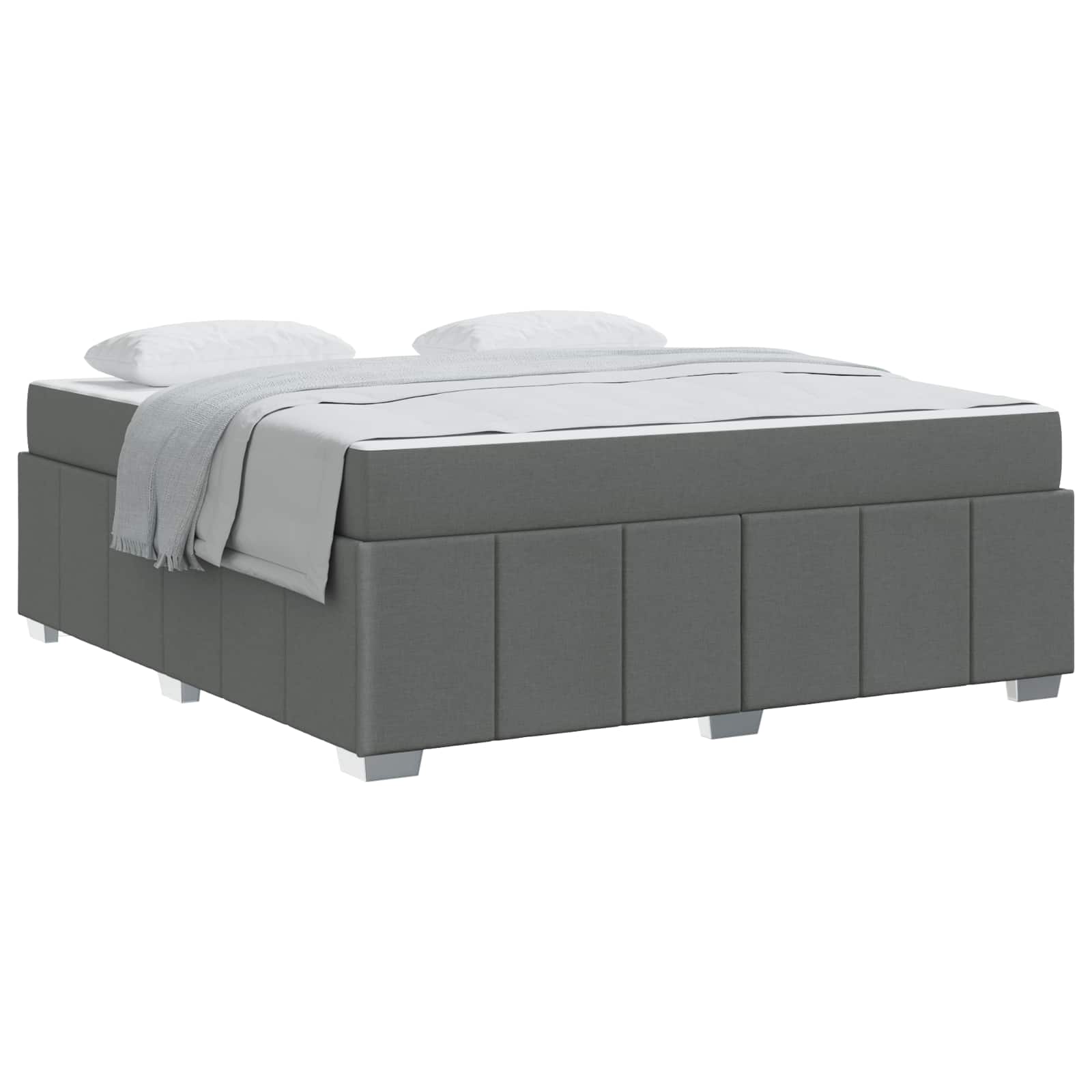 Cadre de lit avec matelas Gris foncé 180 x 200 cm tissu - XIOS