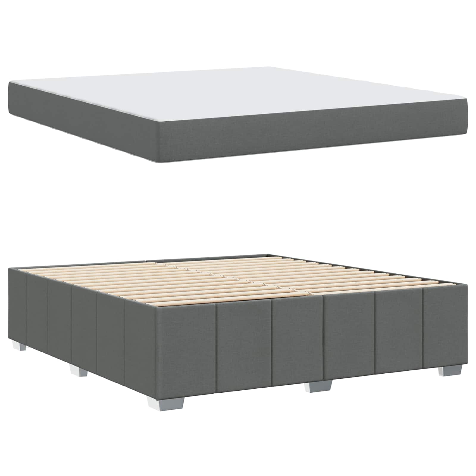 Cadre de lit avec matelas Gris foncé 180 x 200 cm tissu - XIOS