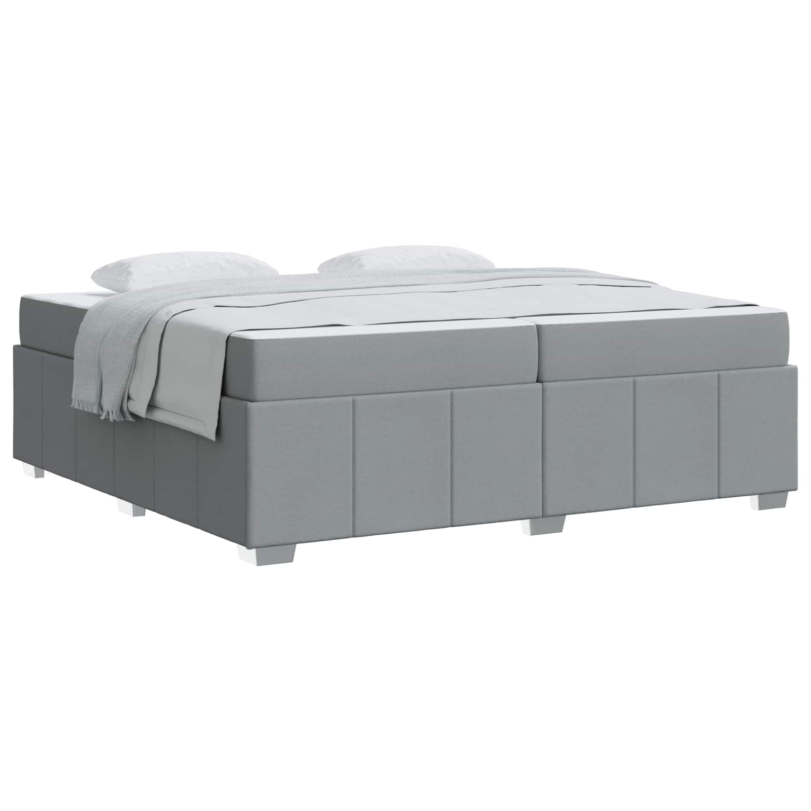 Cadre de lit avec matelas Gris clair 200 x 200 cm tissu - XIOS