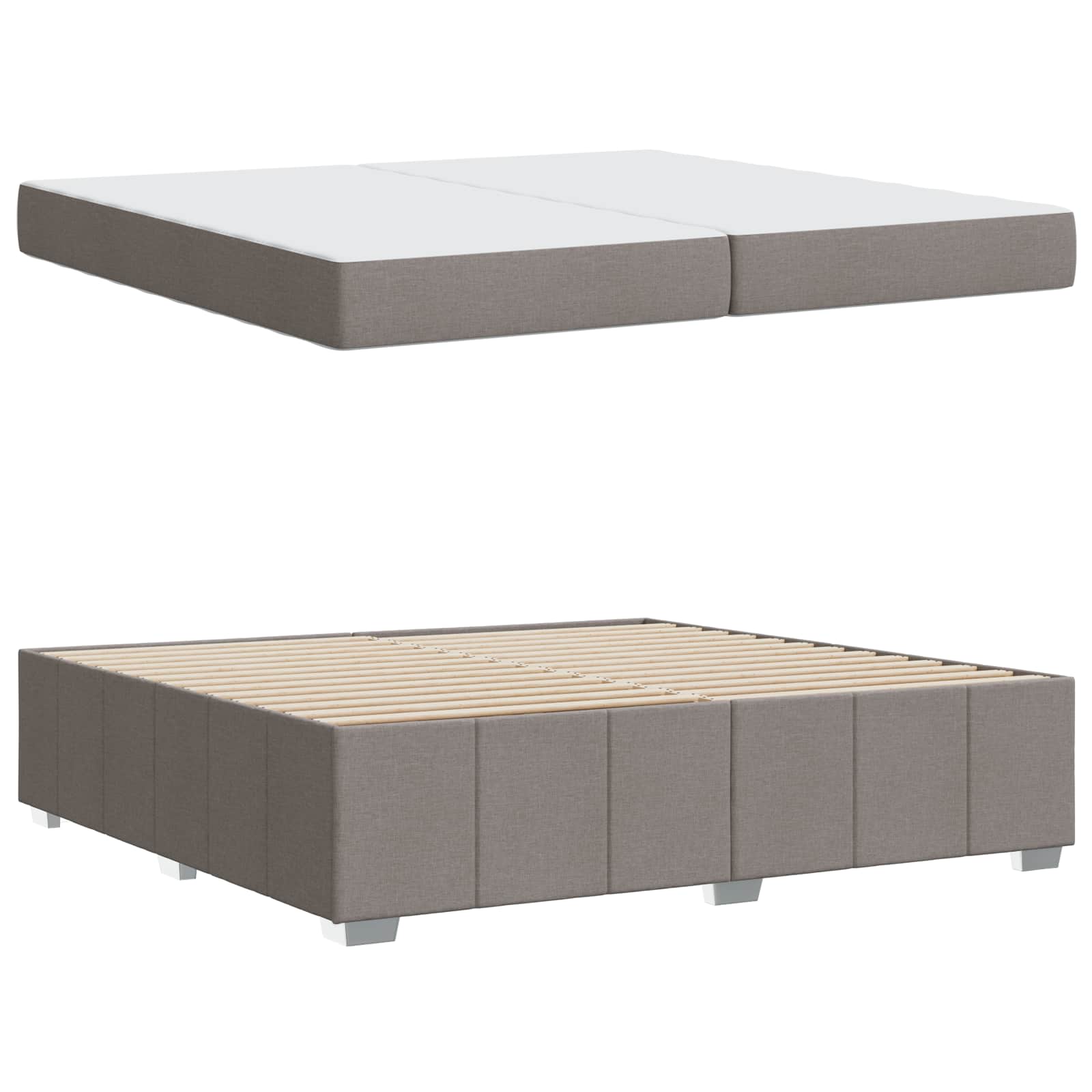 Cadre de lit avec matelas Taupe 200 x 200 cm tissu - XIOS