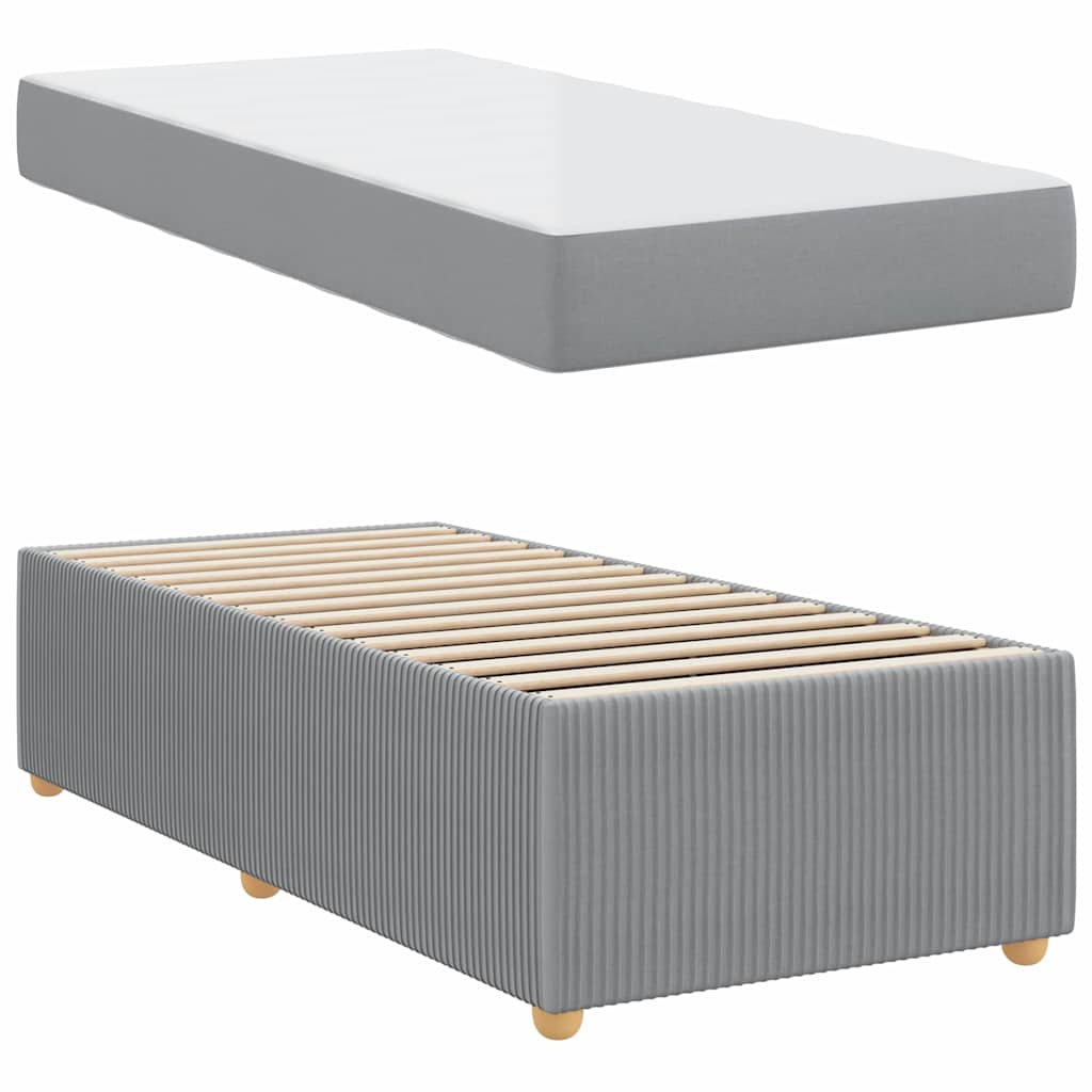 Cadre de lit avec matelas Gris clair 80 x 200 cm tissu - XIOS
