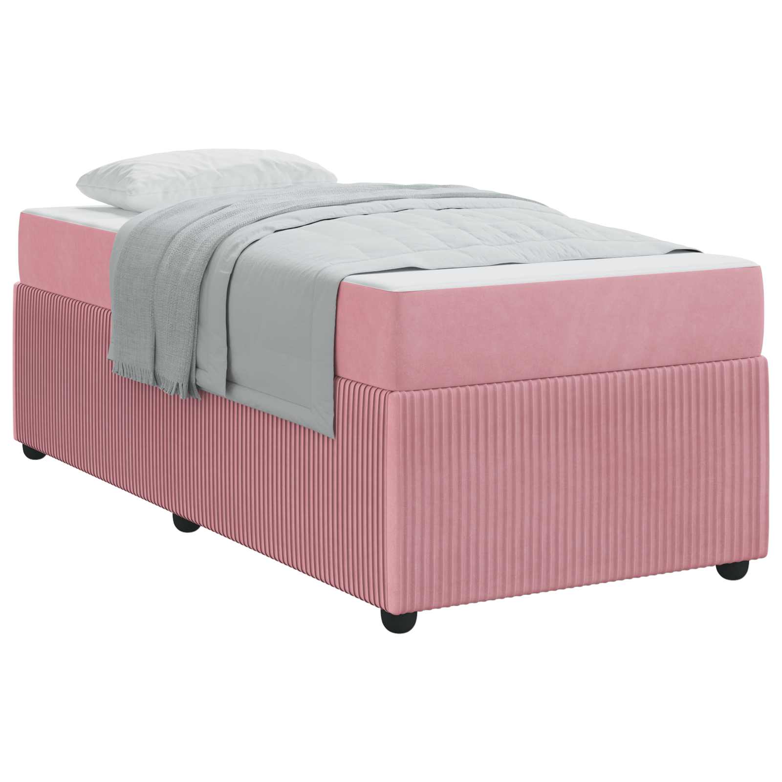 Cadre de lit avec matelas Rose 80 x 200 cm tissu - XIOS