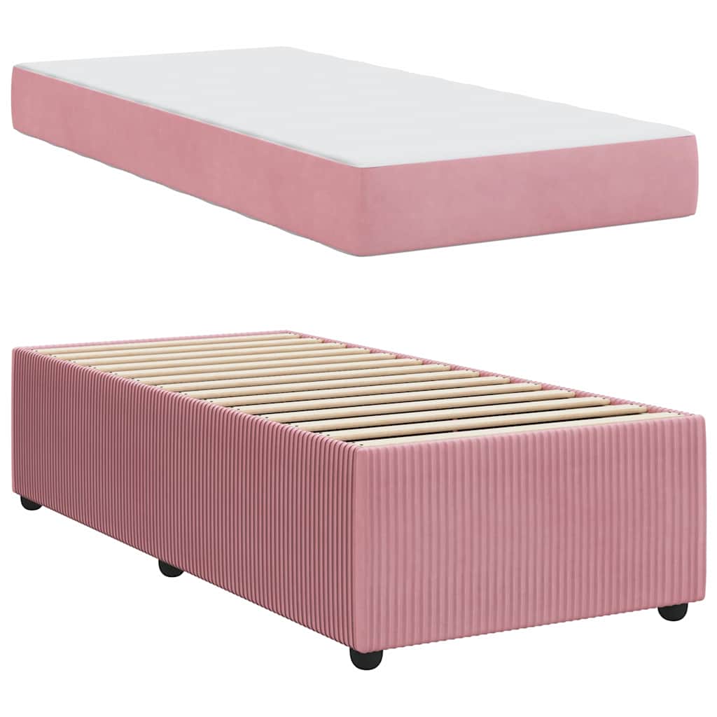 Cadre de lit avec matelas Rose 80 x 200 cm tissu - XIOS