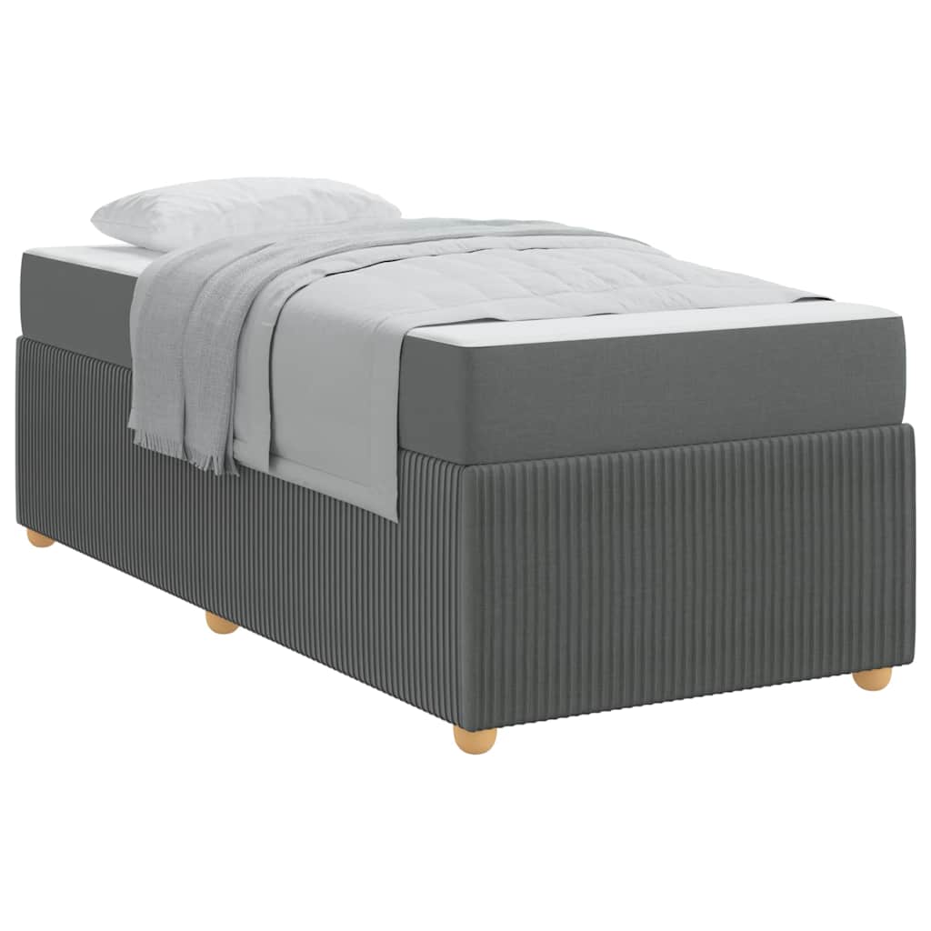 Cadre de lit avec matelas Gris foncé 90 x 190 cm tissu - XIOS