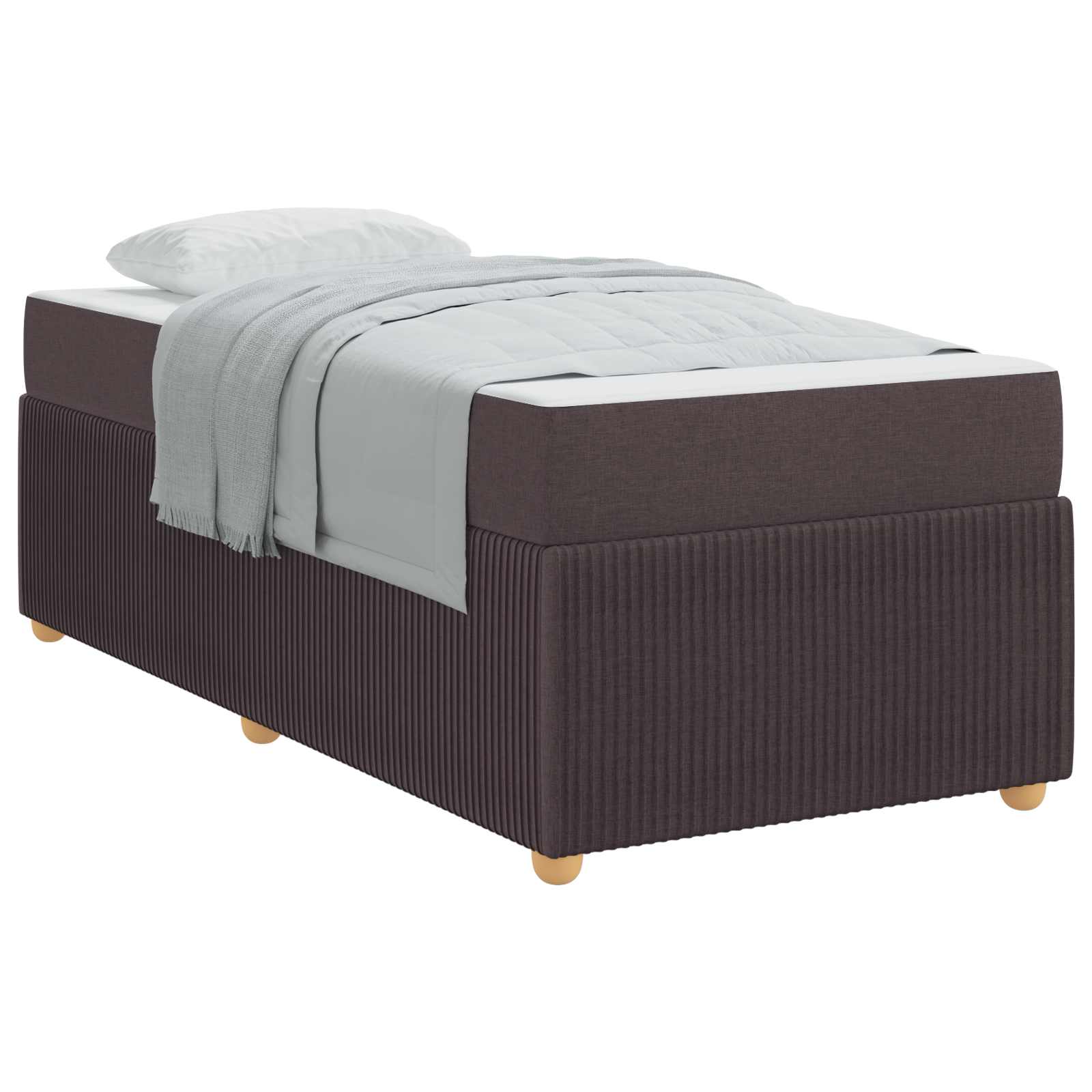 Cadre de lit avec matelas Marron foncé 90 x 190 cm tissu - XIOS