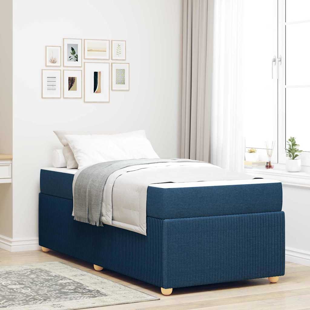 Cadre de lit avec matelas avec matelas Bleu 90 x 190 cm tissu - XIOS