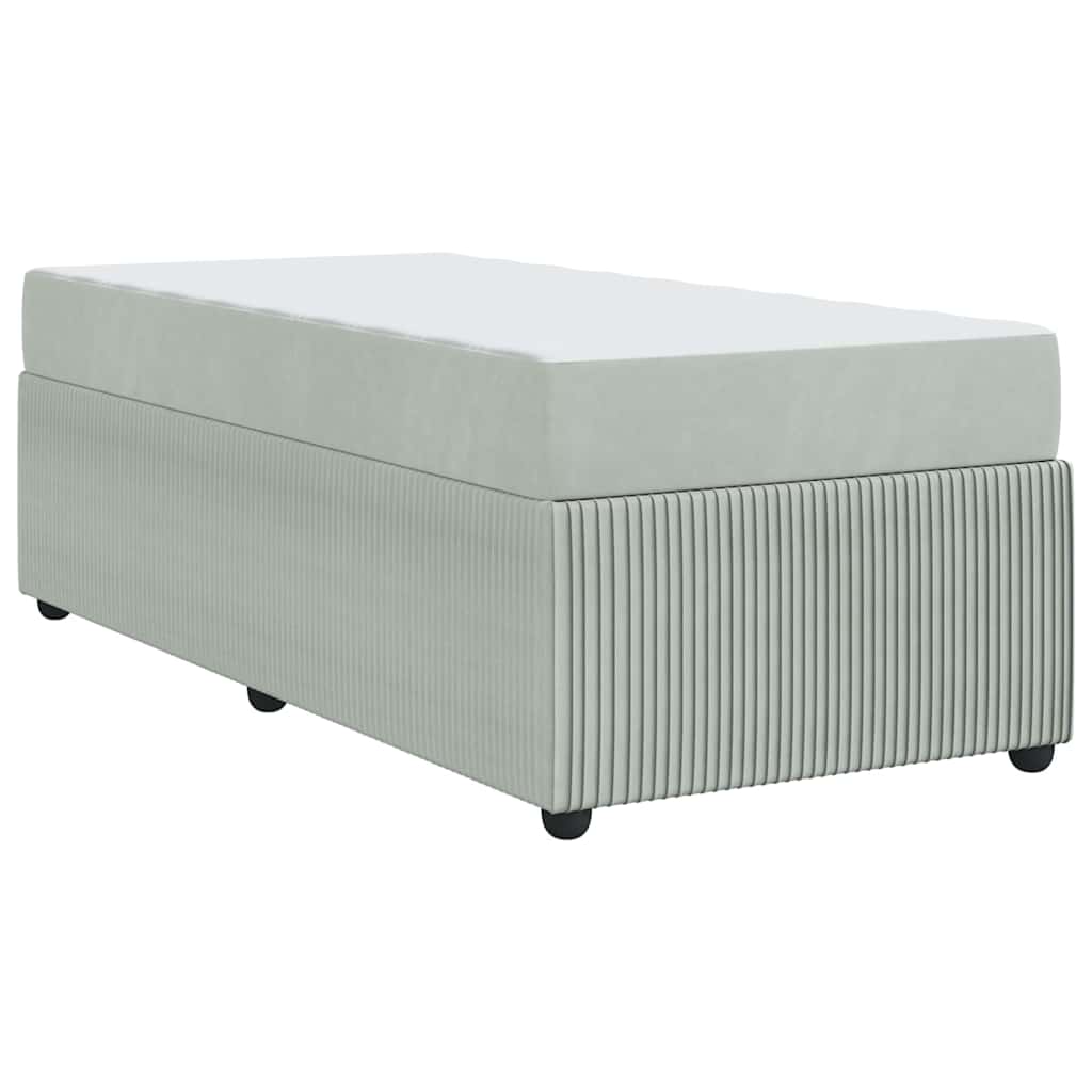 Cadre de lit avec matelas Gris clair 90 x 190 cm tissu - XIOS