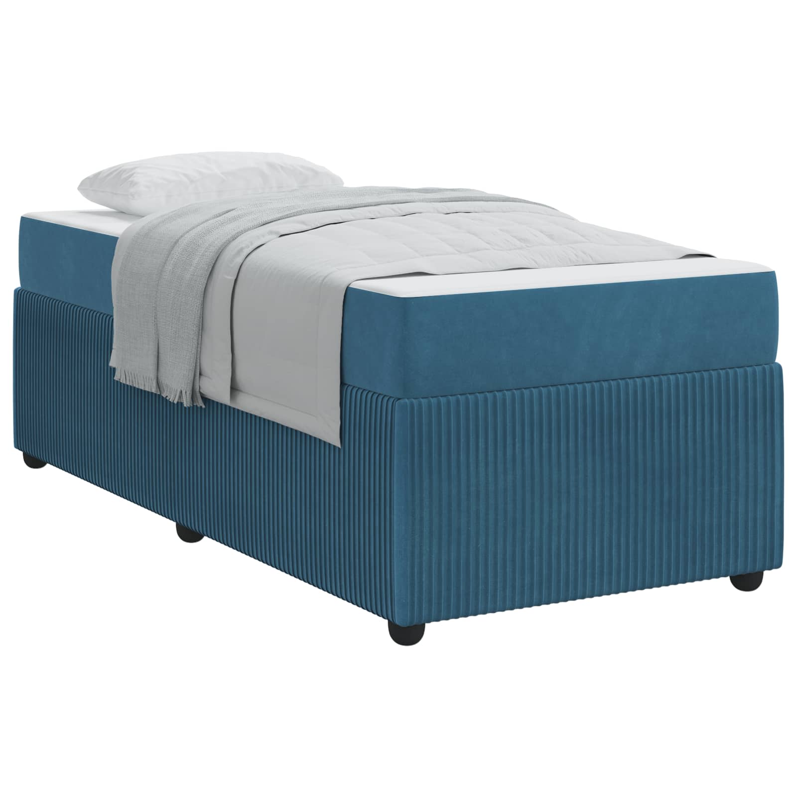 Cadre de lit avec matelas Bleu 90 x 190 cm tissu - XIOS