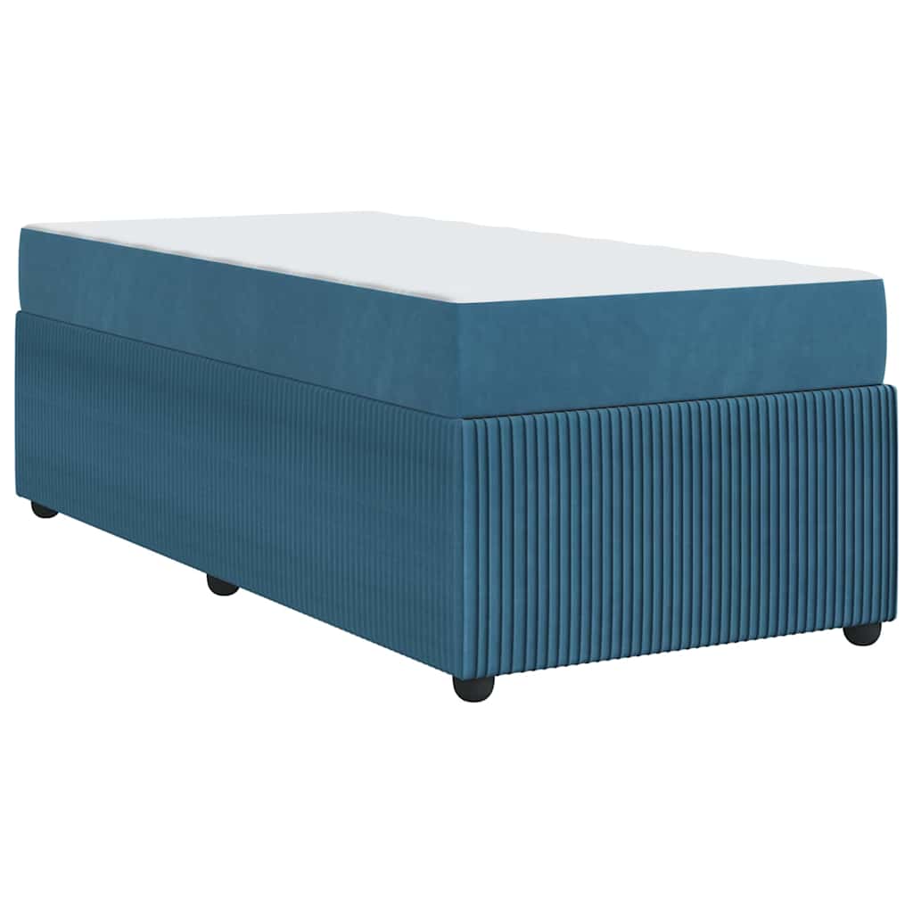 Cadre de lit avec matelas Bleu 90 x 190 cm tissu - XIOS
