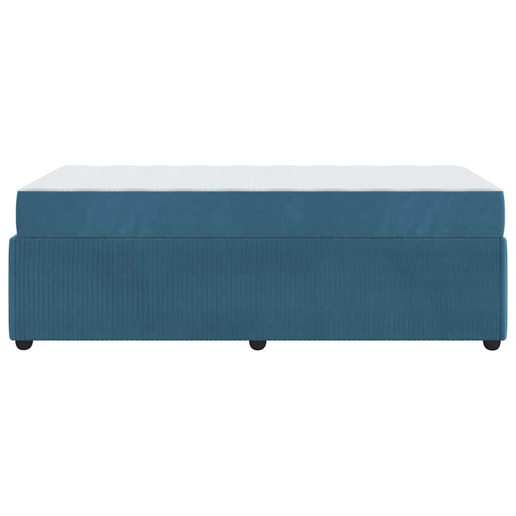 Cadre de lit avec matelas Bleu 90 x 190 cm tissu - XIOS