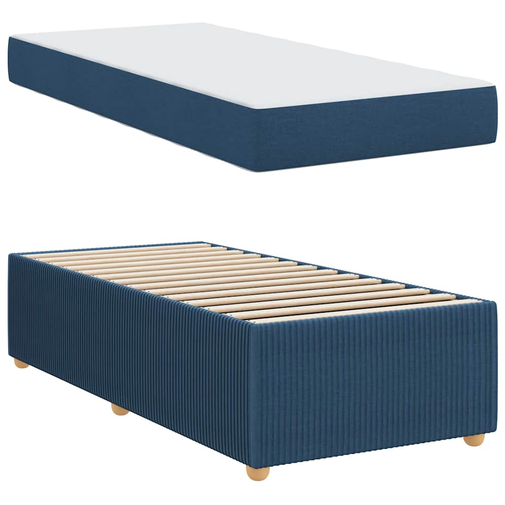 Cadre de lit avec matelas Bleu 90 x 200 cm tissu - XIOS