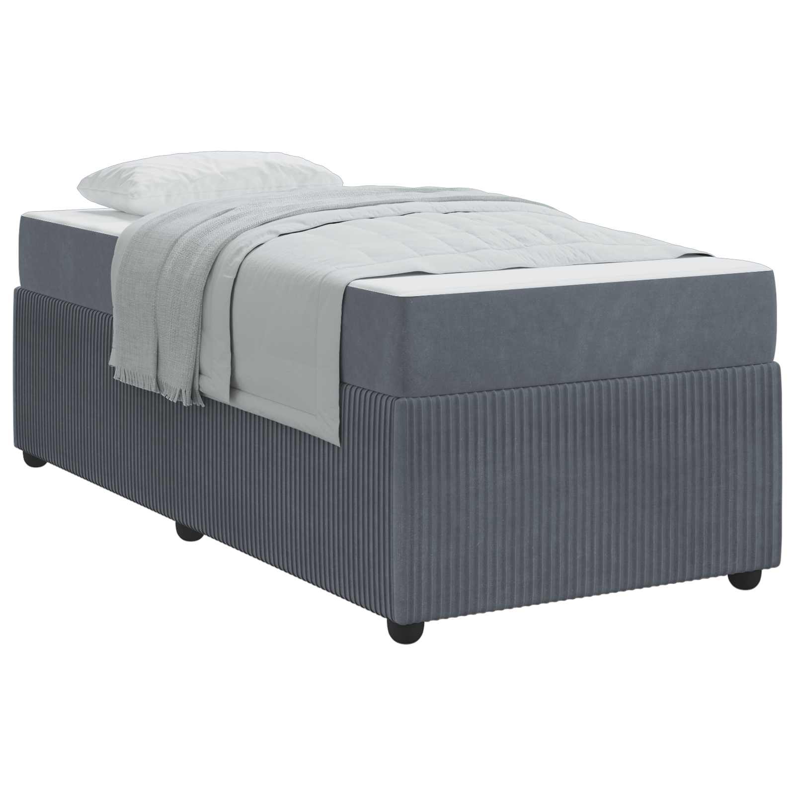 Cadre de lit avec matelas Gris foncé 90 x 200 cm tissu - XIOS