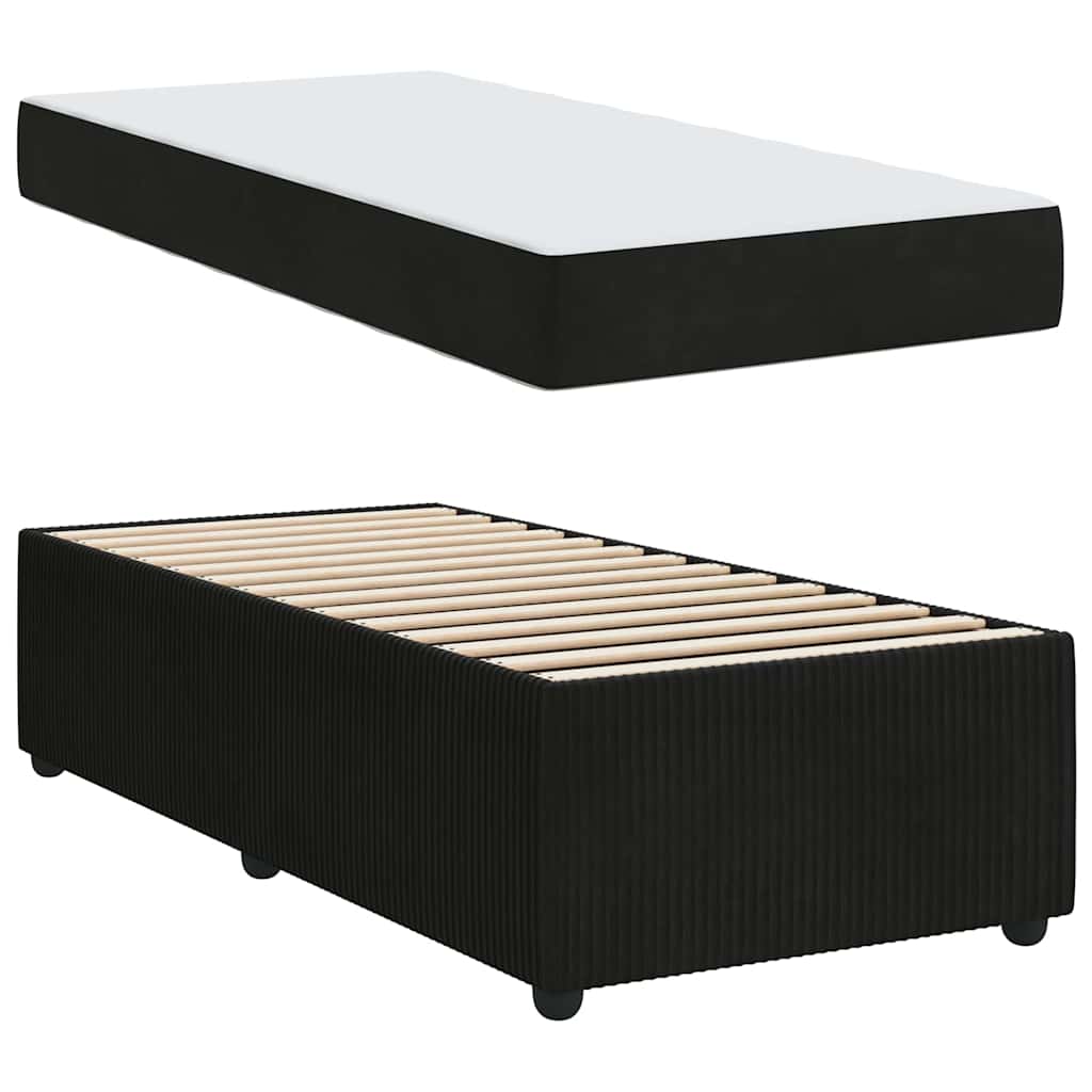 Cadre de lit avec matelas Noir 90 x 200 cm tissu - XIOS