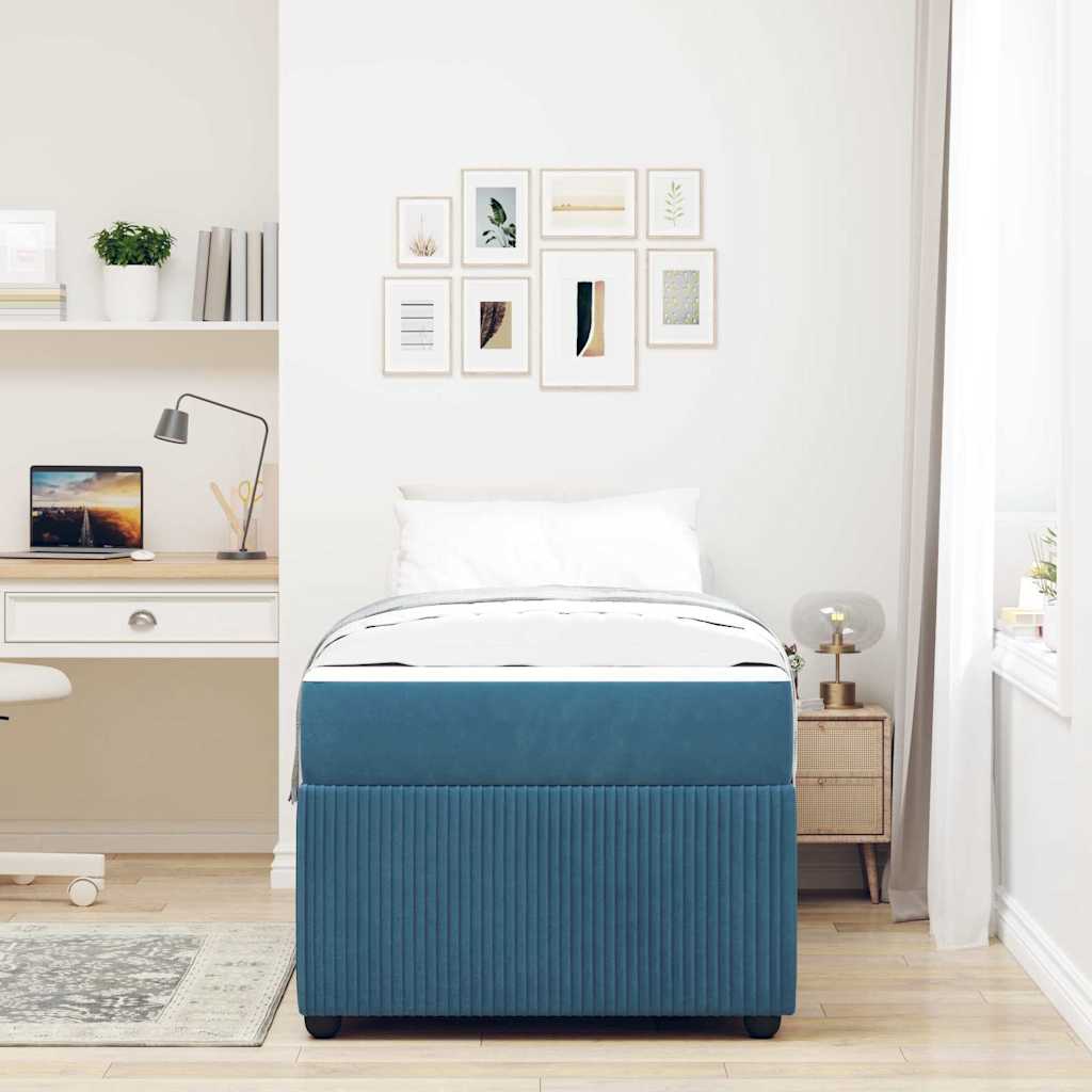 Cadre de lit avec matelas Bleu 90 x 200 cm tissu - XIOS