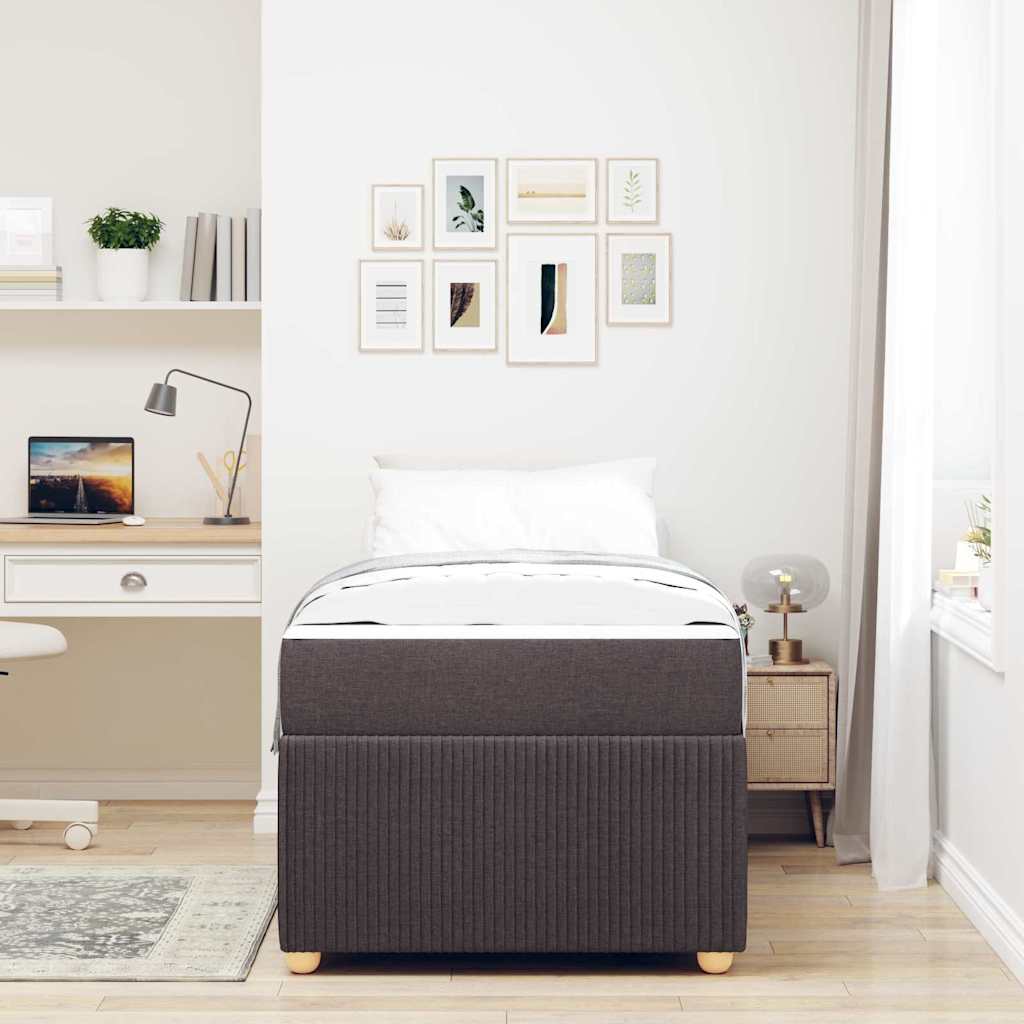 Cadre de lit avec matelas Marron foncé 100 x 200 cm tissu - XIOS