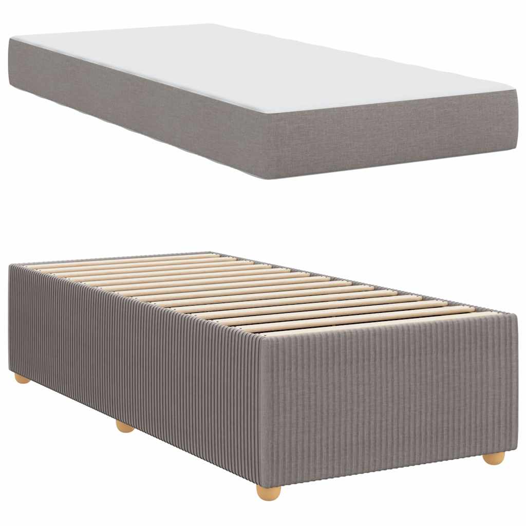 Cadre de lit avec matelas avec matelas Taupe 100 x 200 cm tissu - XIOS